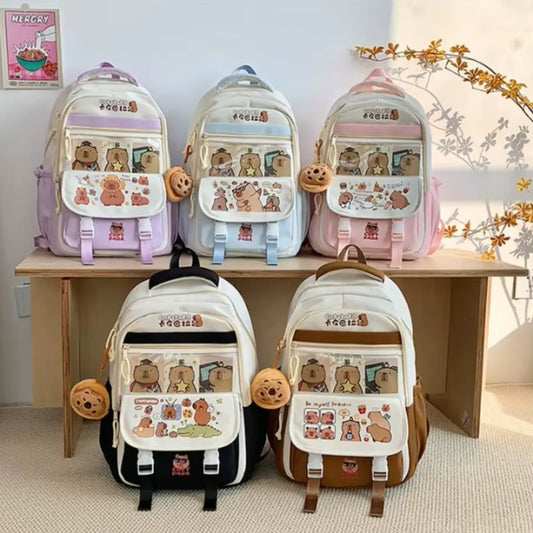 Mochila Kawaii Capibara Pasteles